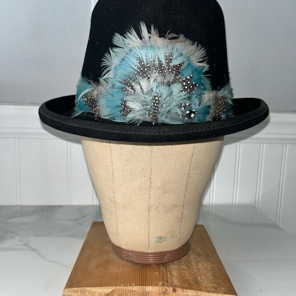 Black Hat with Feather Detail